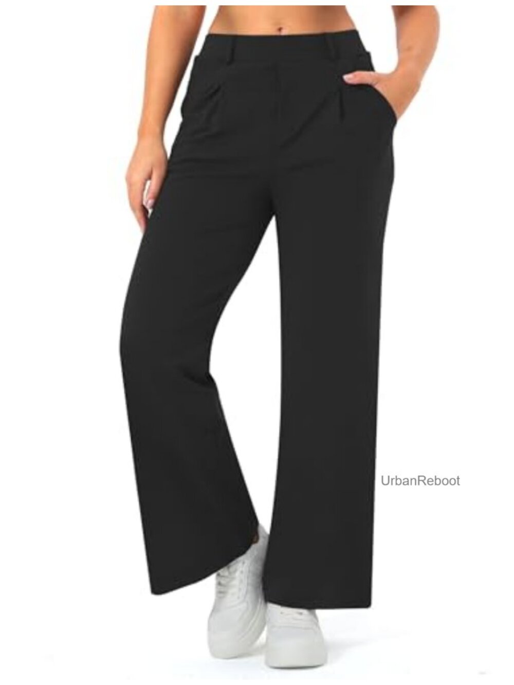 Wide Leg Work Pants for Women Stretchy Office Slacks with Pockets
